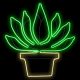 Pianta grassa luminosa 77 x H 81 cm, neon bifacciale, 672 led, bianco caldo e verde