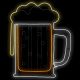 Boccale di birra 95 x H 117 cm, neon bifacciale, 864 led, bianco freddo e caldo