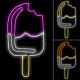 Set 3 ghiaccioli luminosi 60 x H 119 cm, neon bifacciale, 560 led, colori misti - rosa, marrone, giallo