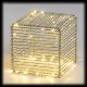 Cubo 3D argento 27 cm, 60 led superbright, luce fissa, bianco classic caldo
