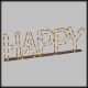 Scritta HAPPY 3D con telaio in metallo|microled. Bianco caldo