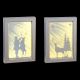 Mix 2 pannelli decorati mirror infinity, soggetti natalizi, luce fissa, bianco caldo