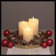 Set 3 candele in cera avorio a coste, con moving flame, bianco caldo
