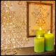 Set 3 candele in cera verde jade a coste, con moving flame, bianco caldo