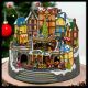 Villaggio di Natale, stazione con trenino e albero rotante, h 38cm