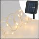 Catena solare 20 m, cavo metal silver, 200 microled bianco caldo