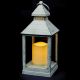 lanterna bianco antico a batteria h 24 cm - effetto fiamma - led bianco classic