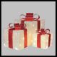 Set 3 pacchi regalo in tessuto H 25|20|15 cm, led a luce fissa, bianco caldo