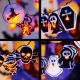 Kit 4 catene luminose Halloween Glitter a batteria - decorazioni assortite - luce fissa - led arancione