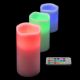 Set 3 candele led RGB cera bianca Ø7,5cm, telecomando effetto fiamma
