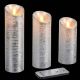 Set 3 Candele Ø 5,2 cm in cera Argento con telecomando, effetto fiamma, led bianco classic pile