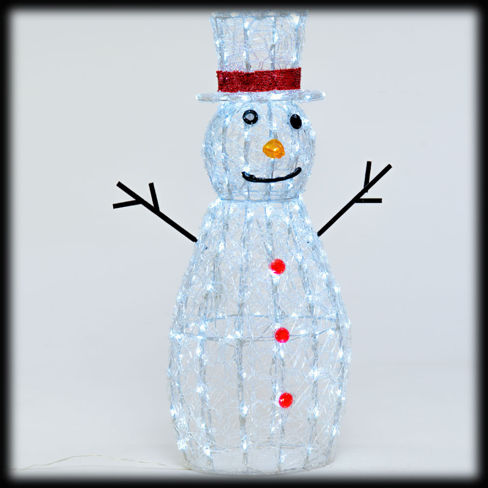 Pupazzo di neve 3D H90cm, 180 led bianco ghiaccio a batteria